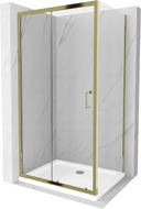 Mexen Apia sliding shower cabin 120 x 80 cm, transparent, gold + Flat shower tray, white - 840-120-080-50-00-4010G