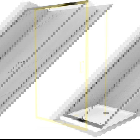Mexen Apia skjutbar duschkabin 120 x 90 cm, transparent, guld + Flat duschkar, vit - 840-120-090-50-00-4010G
