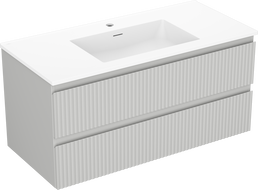 Mexen Rivel armario de baño de 100 cm con lavabo Otis, 2 cajones, acanalado, gris mate/blanco mate - 91A20-10047-2-BFF62-W18M01