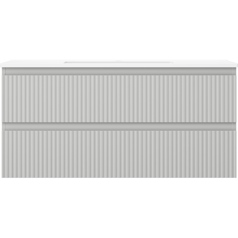 Mexen Rivel armadietto da bagno 100 cm con lavabo Otis, 2 cassetti, scanalato, grigio opaco/bianco opaco