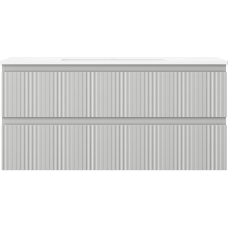 Mexen Rivel armario de baño de 100 cm con lavabo Otis, 2 cajones, acanalado, gris mate/blanco mate - 91A20-10047-2-BFF62-W18M01