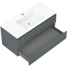Mexen Rivel 100 cm bathroom cabinet with sink Otis, 2 drawers, grooved, matte graphite/white - 91A20-10047-2-BFF66-W18M0