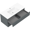 Mexen Rivel 100 cm bathroom cabinet with sink Otis, 2 drawers, grooved, matte graphite/white - 91A20-10047-2-BFF66-W18M0