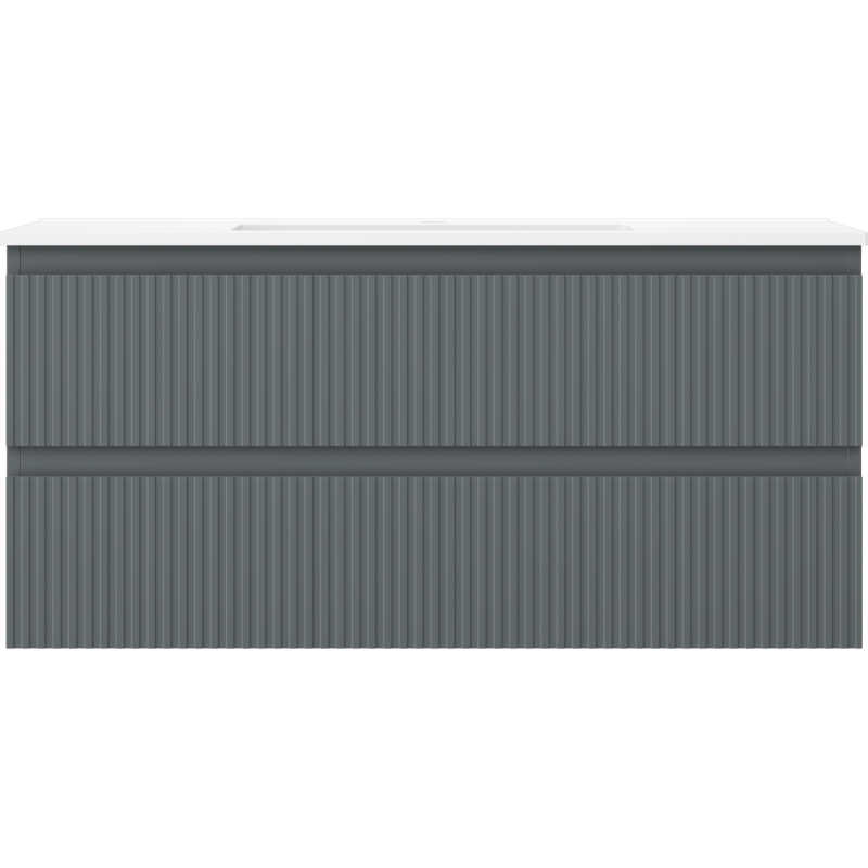 Mexen Rivel 100 cm bathroom cabinet with sink Otis, 2 drawers, grooved, matte graphite/white - 91A20-10047-2-BFF66-W18M0