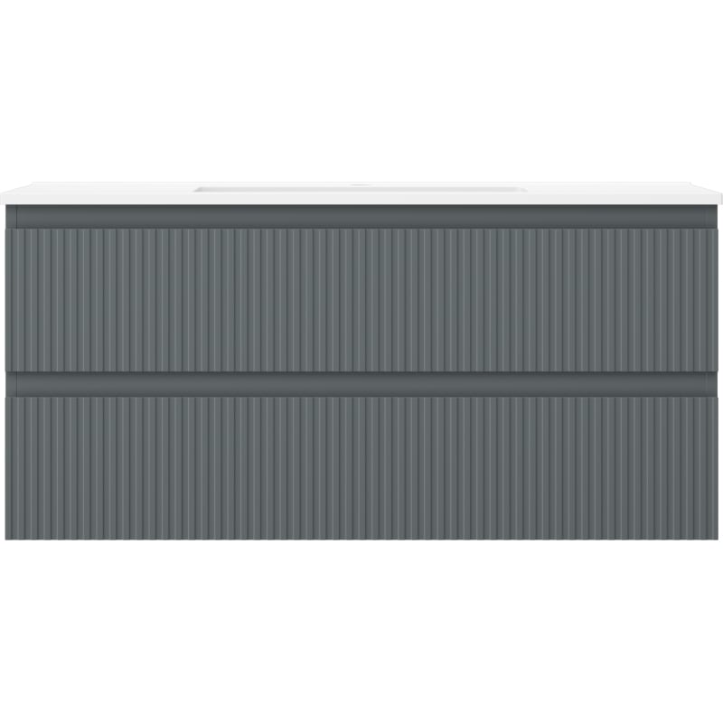 Mexen Rivel vannitoakapp 100 cm Otis valamuga, 2 sahtlit, soonitud, tumehall matt/valge matt - 91A20-10047-2-BFF66-W18M0
