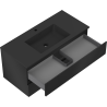 Mexen Rivel Badezimmerschrank 100 cm mit Waschbecken Otis, 2 Schubladen, geriffelt, schwarz matt - 91A20-10047-2-BFF71-W18M71