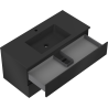 Mexen Rivel Badezimmerschrank 100 cm mit Waschbecken Otis, 2 Schubladen, gerillt, schwarz matt - 91A20-10047-2-BFF71-W18M71