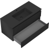 Mexen Rivel meuble de salle de bain 100 cm avec lavabo Otis, 2 tiroirs, rainuré, noir mat - 91A20-10047-2-BFF71-W18M71
