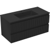 Mexen Rivel Badezimmerschrank 100 cm mit Waschbecken Otis, 2 Schubladen, gerillt, schwarz matt - 91A20-10047-2-BFF71-W18M71