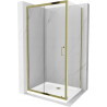 Mexen Apia sliding shower cabin 130 x 90 cm, transparent, gold + Flat shower tray, white - 840-130-090-50-00-4010G