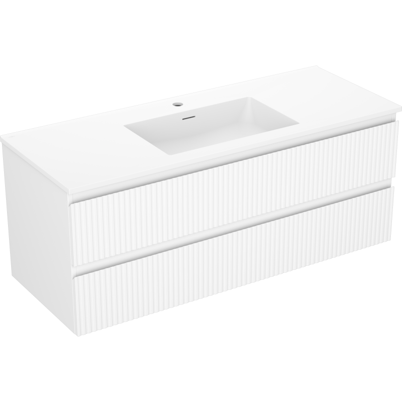 Mexen Rivel mueble de baño 120 cm con lavabo Otis, 2 cajones, acanalado, blanco mate - 91A20-12047-2-BFF01-W18M01