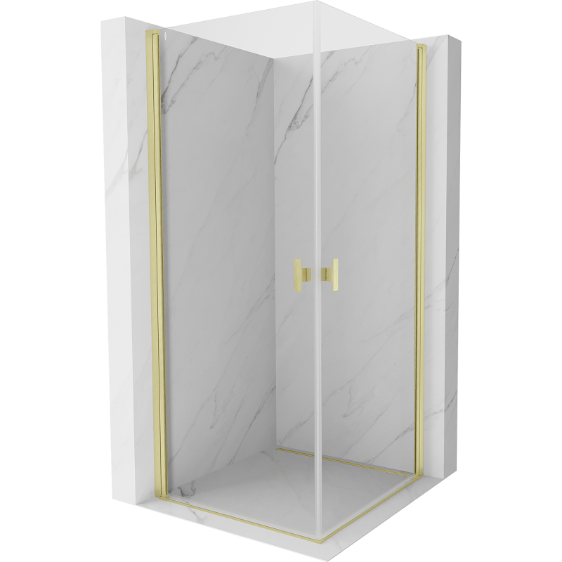 Mexen Mist-B Duo Duschkabine schwenkbar 100 x 100 cm, transparent, gebürstetes Gold - 8A2-100-100-55-00