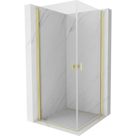 Mexen Mist-B Duo Duschkabine schwenkbar 100 x 100 cm, transparent, gebürstetes Gold - 8A2-100-100-55-00