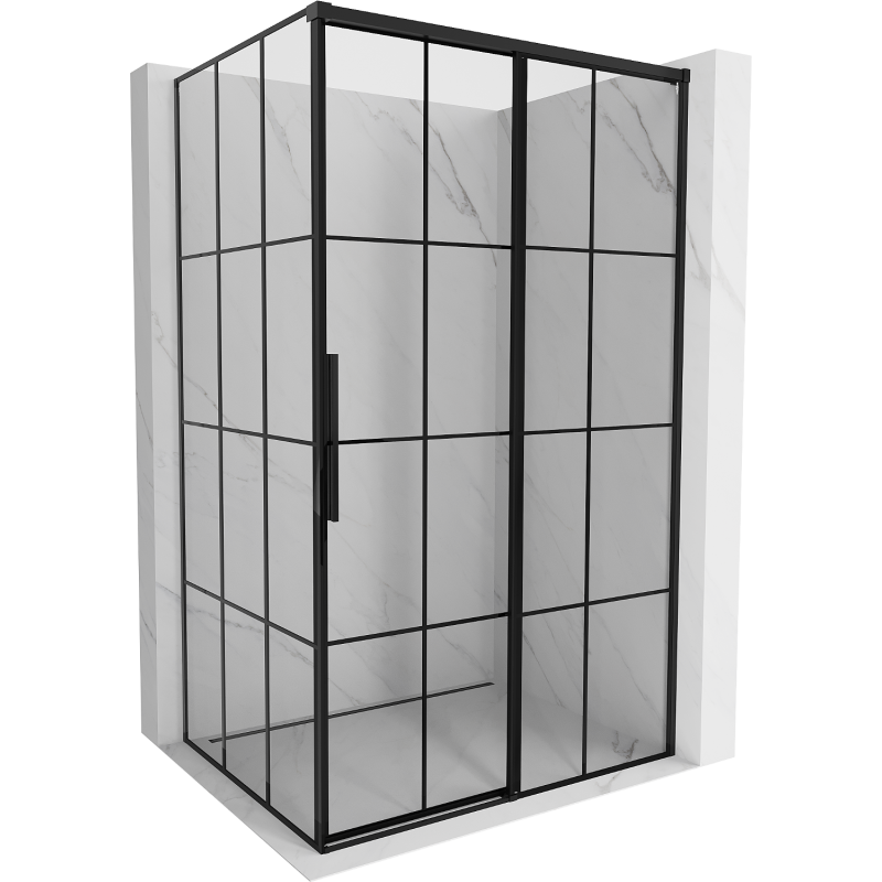 Mexen Rox schuifbare douchecabine rechts 160 x 120 cm, zwart raster, zwart - 8C2-160-120-70-77-P