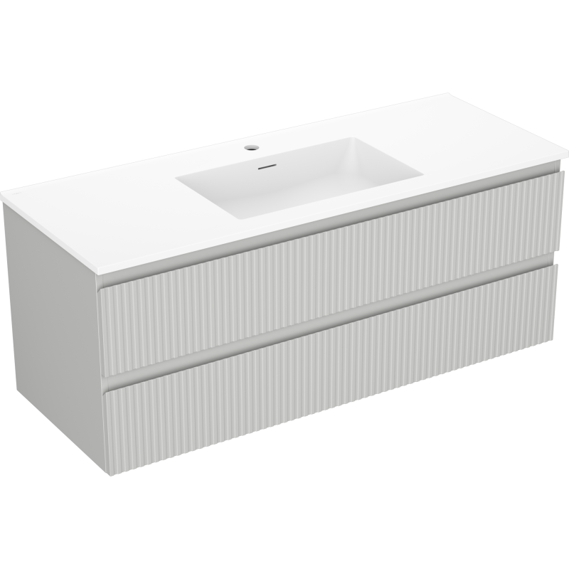 Mexen Rivel kylpyhuonekaappi 120 cm pesualtaalla Otis, 2 laatikkoa, uurrettu, harmaa matta/valkoinen matta -