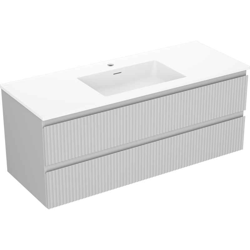 Mexen Rivel Otis 120 cm vannitoakapp koos kraanikausiga, 2 sahtlit, soonikkoes, hall matt/valge matt - 91A20-12047-2-BFF62-W18M0
