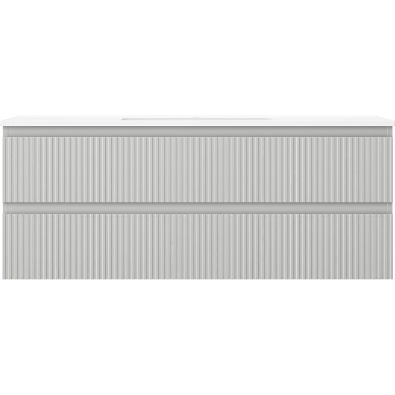 Mexen Rivel meuble de salle de bain 120 cm avec lavabo Otis, 2 tiroirs, rainuré, gris mat/blanc mat - 91A20-12047-2-BFF62-W18M0