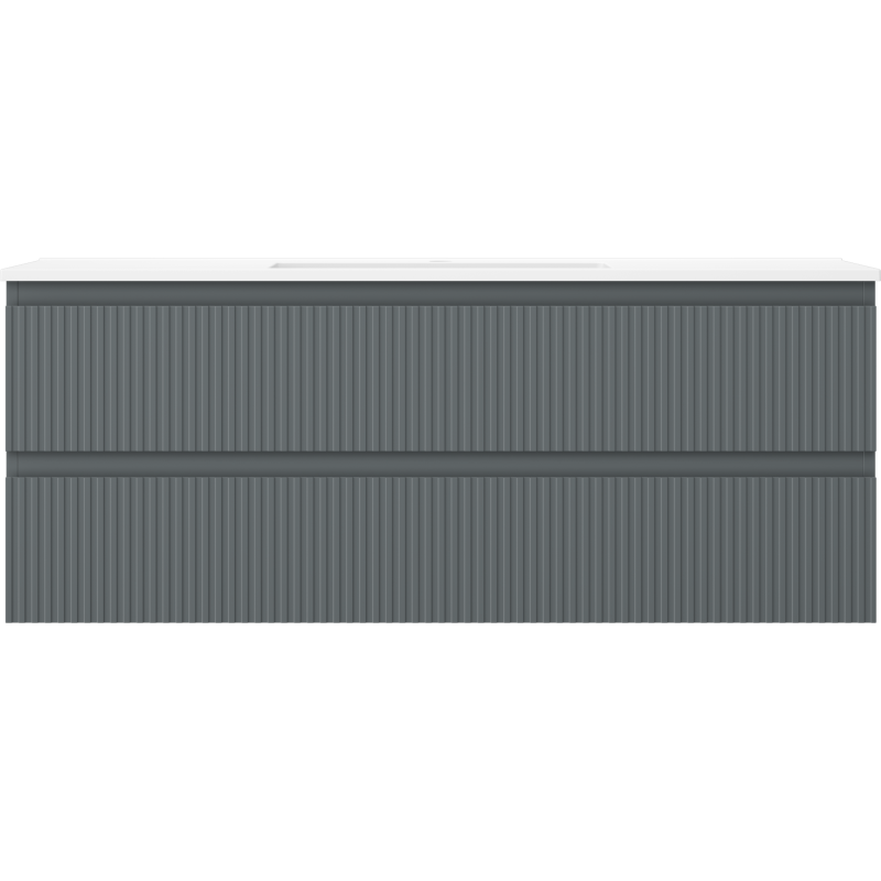 Mexen Rivel badkamerkast 120 cm met wastafel Otis, 2 lades, geribbeld, grafiet mat/wit mat - 91A20-12047-2-BFF66-W18M