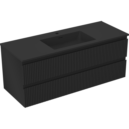 Mexen Rivel armario de baño 120 cm con lavabo Otis, 2 cajones, ranurado, negro mate - 91A20-12047-2-BFF71-W18M71