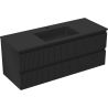 Mexen Rivel 120 cm bathroom cabinet with Otis washbasin, 2 drawers, fluted, matte black - 91A20-12047-2-BFF71-W18M71