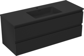Mexen Rivel meuble de salle de bain 120 cm avec lavabo Otis, 2 tiroirs, rainuré, noir mat - 91A20-12047-2-BFF71-W18M71