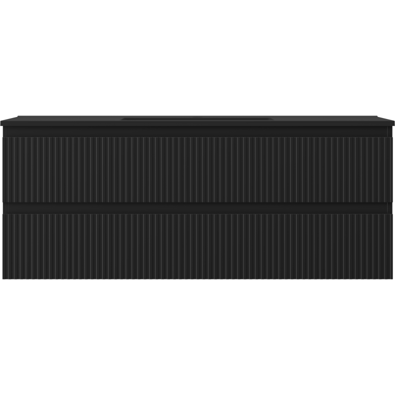 Mexen Rivel badkamerkast 120 cm met wastafel Otis, 2 lades, gegroefd, zwart mat - 91A20-12047-2-BFF71-W18M71