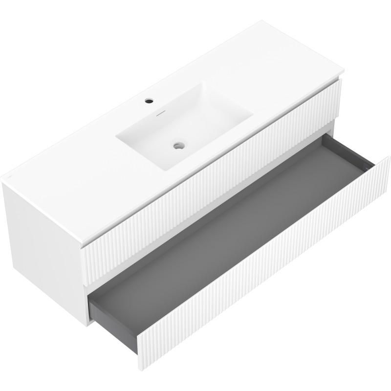 Mexen Rivel vannitoakapp 140 cm Otis valamu, 2 sahtlit, sooniline, valge matt - 91A20-14047-2-BFF01-W18M01