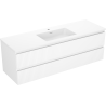 Mexen Rivel meuble de salle de bains 140 cm avec lavabo Otis, 2 tiroirs, rainuré, blanc mat - 91A20-14047-2-BFF01-W18M01
