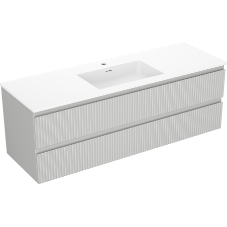 Mexen Rivel armário de casa de banho 140 cm com lavatório Otis, 2 gavetas, canelado, cinza mate/branco mate -