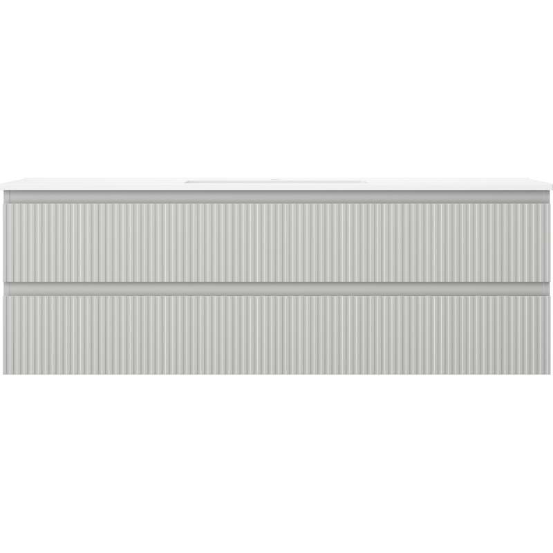 Mexen Rivel bathroom cabinet 140 cm with sink Otis, 2 drawers, grooved, gray matte/white matte - 91A20-14047-2-BFF62-W18M0