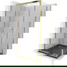 Mexen Apia douchecabine schuif 90 x 90 cm, transparant, goud + Flat douchebak, zwart - 840-090-090-50-00-4070G