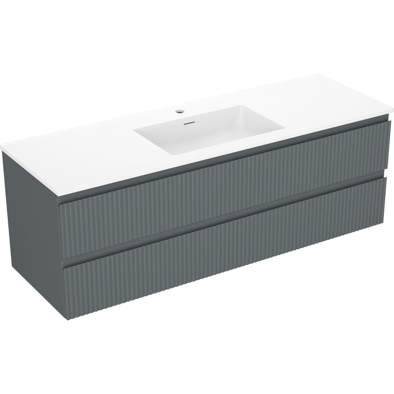 Mexen Rivel 140 cm vannitoa kapp valamu Otis, 2 sahtlit, soonitud, grafiit matt/valge matt - 91A20-14047-2-BFF66-W18M