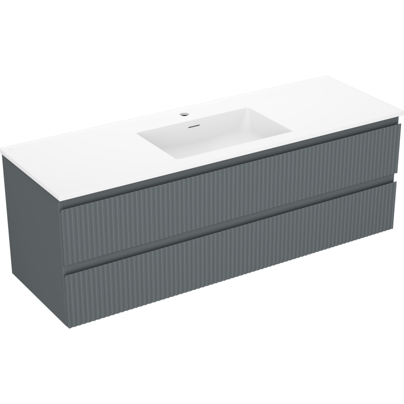 Mexen Rivel kylpyhuonekaappi 140 cm pesualtaalla Otis, 2 laatikkoa, uritettu, grafiitti matta/valkoinen matta -