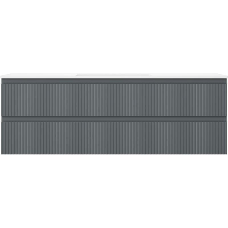 Mexen Rivel badkamerkast 140 cm met wastafel Otis, 2 lades, geribbeld, grafiet mat/wit mat - 91A20-14047-2-BFF66-W18M