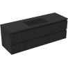 Mexen Rivel Badezimmerschrank 140 cm mit Waschbecken Otis, 2 Schubladen, gerillt, schwarz matt - 91A20-14047-2-BFF71-W18M71
