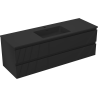 Mexen Rivel mueble de baño 140 cm con lavabo Otis, 2 cajones, estriado, negro mate - 91A20-14047-2-BFF71-W18M71