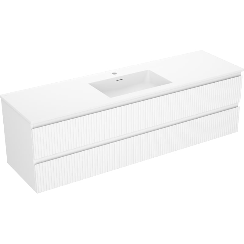 Mexen Rivel vannitoakapp 160 cm valamu Otis, 2 sahtlit, sooniline, valge matt - 91A20-16047-2-BFF01-W18M01