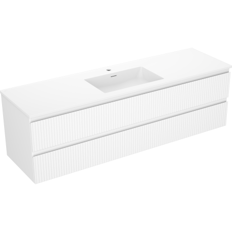 Mexen Rivel mobile da bagno 160 cm con lavabo Otis, 2 cassetti, scanalato, bianco opaco - 91A20-16047-2-BFF01-W18M01