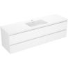 Mexen Rivel Badezimmerschrank 160 cm mit Waschbecken Otis, 2 Schubladen, geriffelt, weiß matt - 91A20-16047-2-BFF01-W18M01
