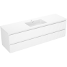 Mexen Rivel badkamerkast 160 cm met wastafel Otis, 2 laden, geribbeld, wit mat - 91A20-16047-2-BFF01-W18M01