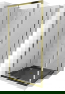 Mexen Apia cabine de douche coulissante 100 x 100 cm, transparent, or + receveur Flat, noir - 840-100-100-50-00-4070G