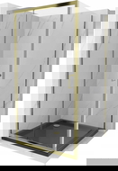 Mexen Apia skjutbar duschkabin 100 x 100 cm, transparent, guld + Flat duschkar, svart - 840-100-100-50-00-4070G