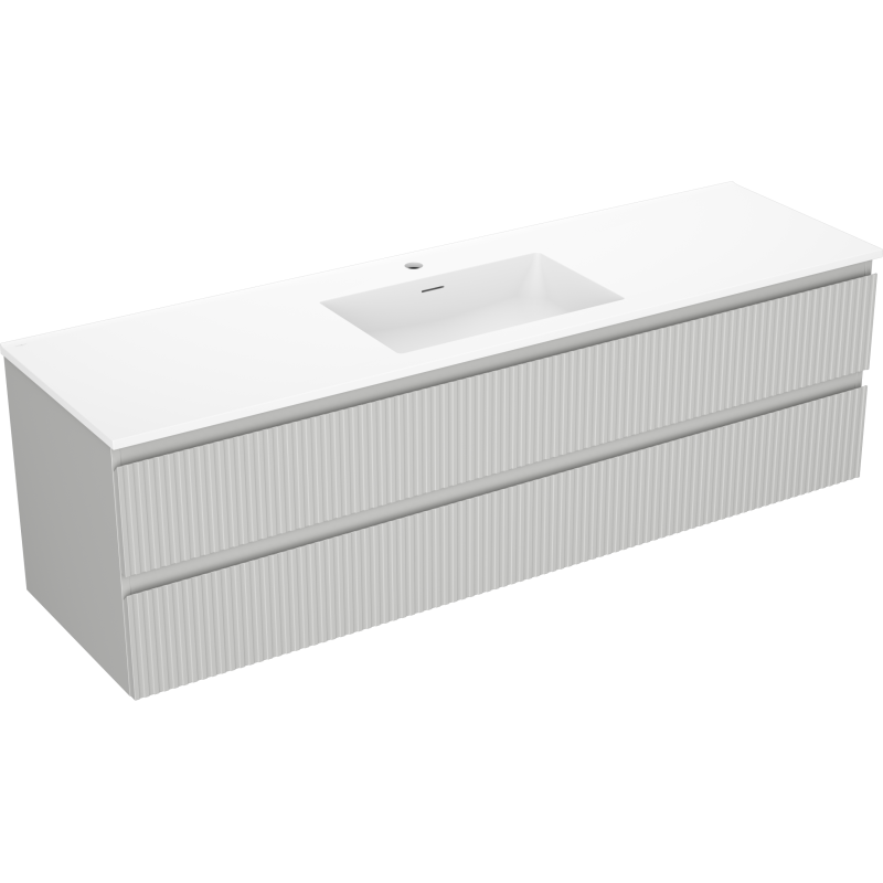 Mexen Rivel badkamerkast 160 cm met wastafel Otis, 2 lades, gegroefd, grijs mat/wit mat - 91A20-16047-2-BFF62-W18M0