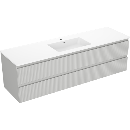 Mexen Rivel Buedzëmmer Cabinet 160 cm mat Uacht assen, 2 Schulen, gerillt, gro matte/wäiss matte - 91A20-16047-2-BFF62-W18M0