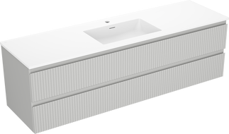 Mexen Rivel armadietto da bagno 160 cm con lavabo Otis, 2 cassetti, scanalato, grigio opaco/bianco opaco -