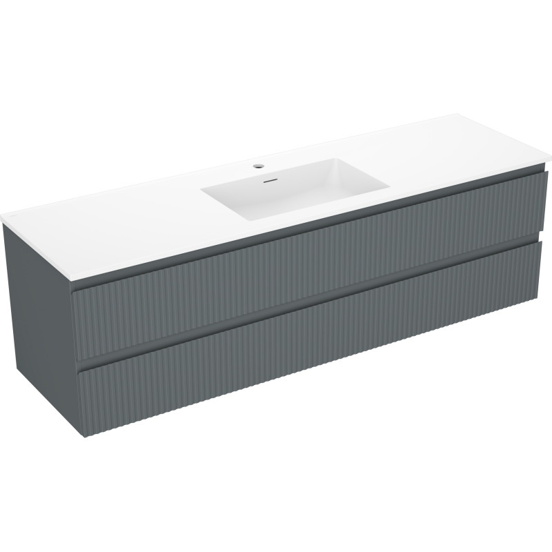 Mexen Rivel 160 cm vannitoakapp valamu Otis, 2 sahtlit, sooniline, grafiit matt/valge matt - 91A20-16047-2-BFF66-W18M