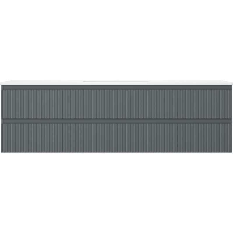 Mexen Rivel badkamerkast 160 cm met wasbak Otis, 2 laden, gegroefd, grafiet mat/wit mat - 91A20-16047-2-BFF66-W18M