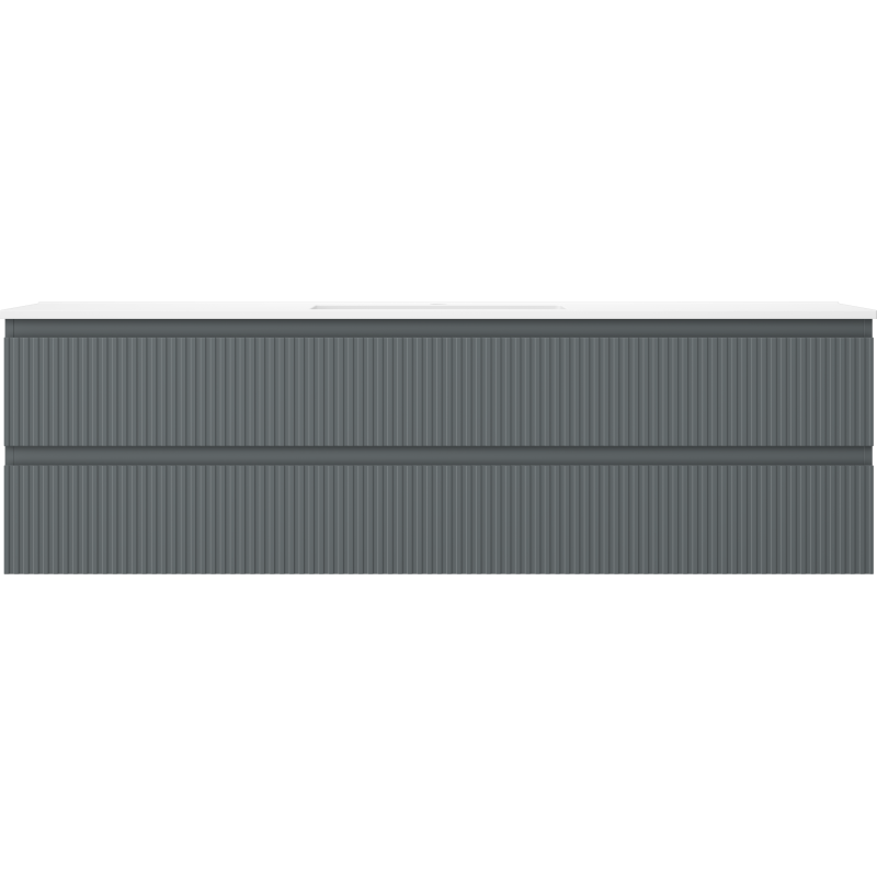 Mexen Rivel mobiletto da bagno 160 cm con lavabo Otis, 2 cassetti, scanalato, grafite opaco/bianco opaco -