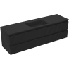 Mexen Rivel meuble de salle de bain 160 cm avec lavabo Otis, 2 tiroirs, rainuré, noir mat - 91A20-16047-2-BFF71-W18M71