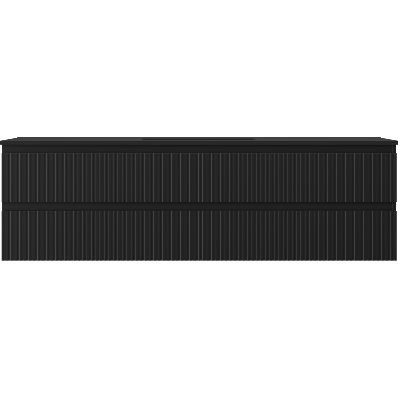 Mexen Rivel gabinete de baño 160 cm con lavabo Otis, 2 cajones, con canales, negro mate - 91A20-16047-2-BFF71-W18M71